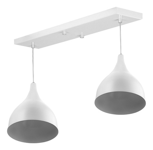 Lustre Pendente Gota Duplo Base Retangular Branco