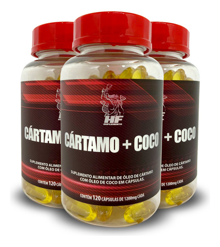 3x Óleo De Cartamo Com Coco 120caps Hf Suplements