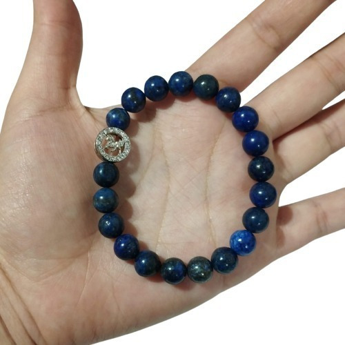 Pulsera De Piedra Natural - Lapislazuli Dije Unicornio 