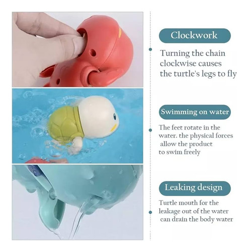 Juguete De Baño Acuático For Bebé Blue Turtle (paquete)