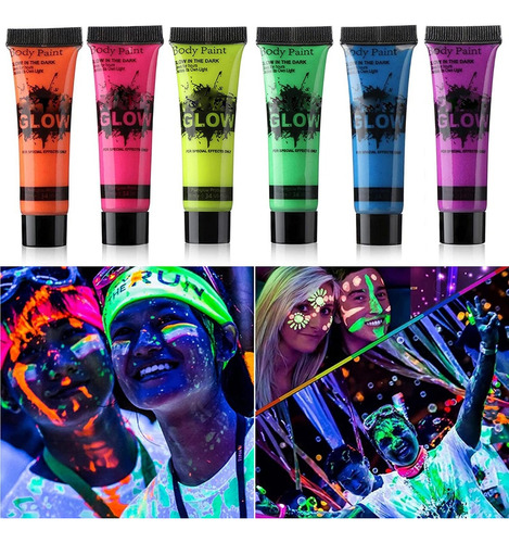 Kit Pintura Facial Corporal Maquillaje Neon Fluorescente Uv