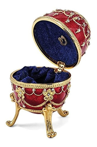 Saris Y Cosas Bejeweled Imperial Red Musical Jewelry Egg