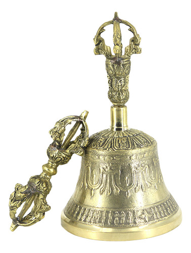 Campana Vajra De Latón Hecha A Mano, Decoración Budista Trad