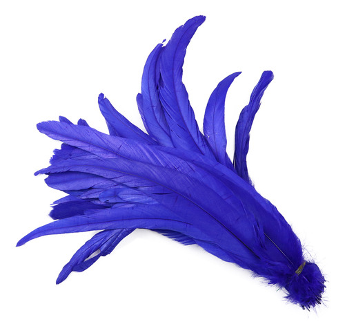 25 Plumas Cola De Gallo Sueltas 25-30cm Colores Azul Rey 