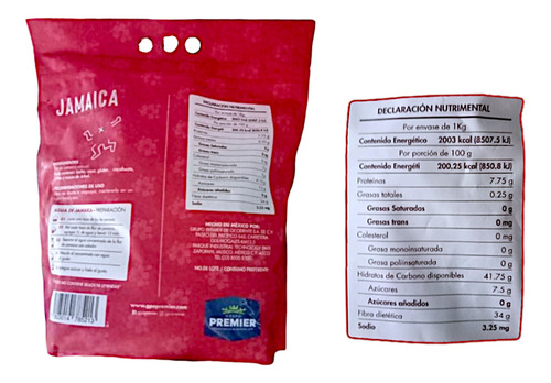 Jamaica En Flor Premier 1kg Para Preparar Dif Tipo De Bebida