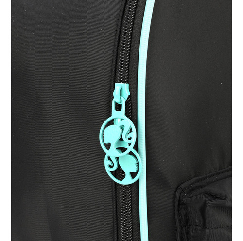 Mochila De Costas Escolar Barbie Com Bolso Pvc Transparente Cor Preto