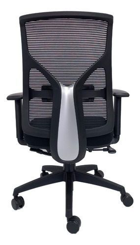 Sillon Ergonomico Cool Back Brazos Regulables Sin Cabezal Color Negro Tela Negra