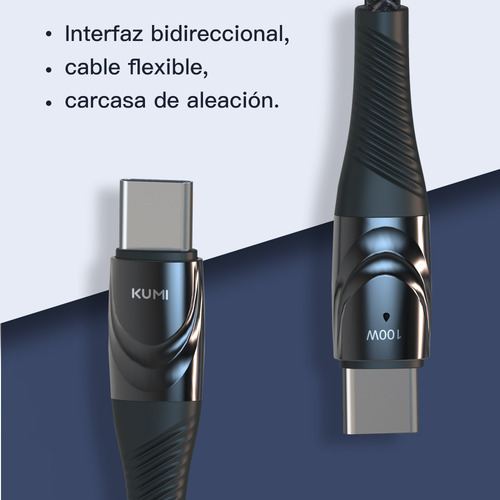 Kumi B1 Cable De Datos Usb C/tipo C Carga Rapida 100w 1.2m