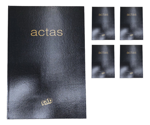 Imagen 1 de 7 de Libro De Actas Oficio 2 Manos Tapa Negra Por 05 Unidades