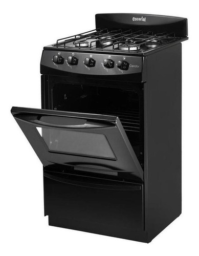 Imagen 3 de 4 de Cocina Escorial Candor S2 Gas Natural 4 Hornallas Negra