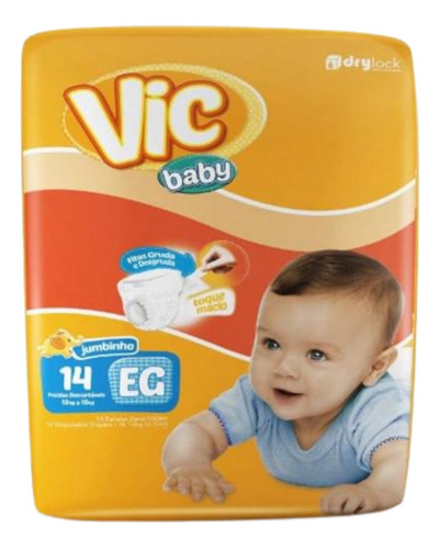 Fraldas Infantil Descartável Vic Baby Drylock Eg/14 Un