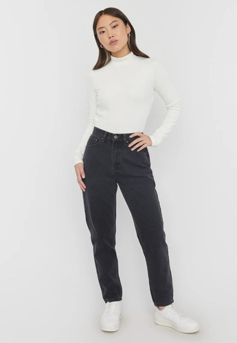 Pantalon Tiro Alto Mom Negro Talla 36