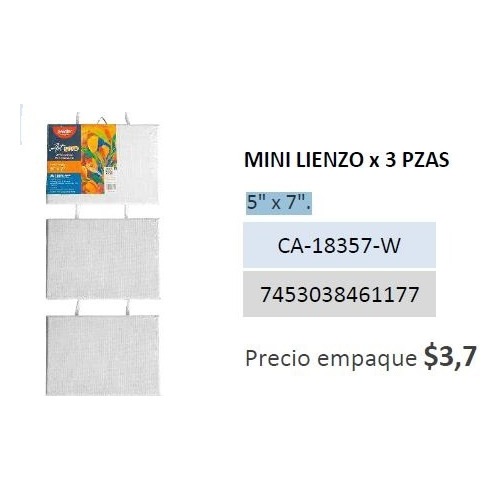 Mini Lienzo X 3 Pzas 5x7 Cm