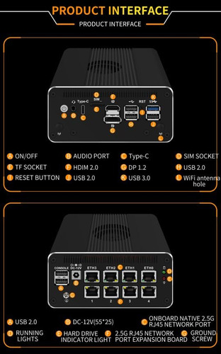 Hkuxzr Firewall Mini Pc, Intel N100 Quad Core 8xintel Ig Eth