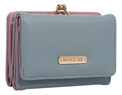 Cartera Nicole Lee Compacta Lisa Con Solapa Ss24 Color Azul