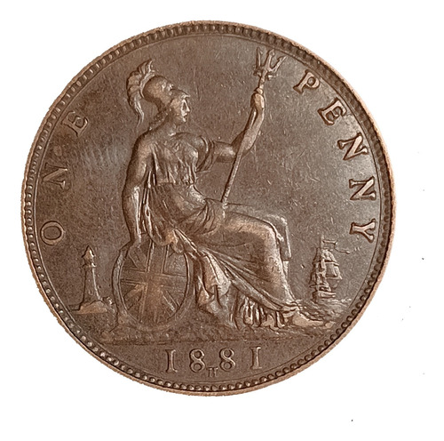 Gran Bretaña 1 Penny 1881 H Excelente Km 755 Reina Victoria