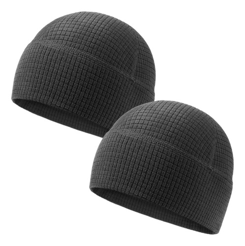 Paquete De 2 Gorros De Forro Polar Con Diseño De Cuadrícula,