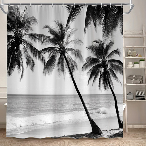 Hermosa Cortina De Baño Estampada En La Playa, 180 * 180cm