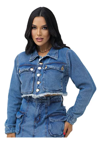 Jaqueta grande cheap jeans feminina