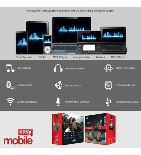 Headphone Bluetooth Easy Mobile Freedom Sem Fio Melhor Q Jbl