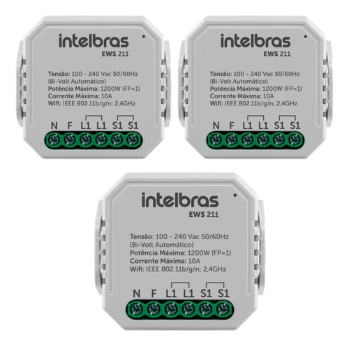 Kit 3 Minicontrolador Smart Wifi Com Entrada Pra 1 Interrup