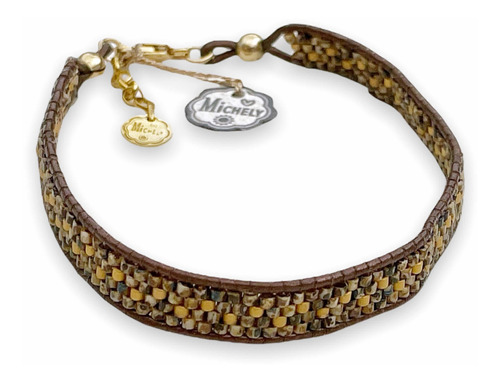 Pulsera Étnica Plata 925 Bañado Oro 18k 