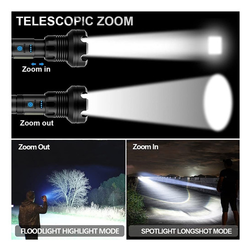 Linterna Láser Táctica Recargable Led 90000 Lúmenes Altos Y