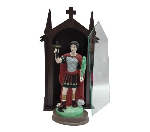 Capilla De Madera Con  Estatua De San Expedito - 22 Cm - Pvc