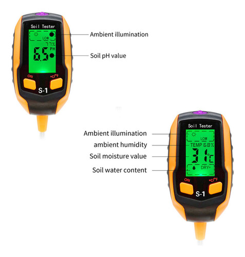 Medidor De Ph 4 En 1 Detector De Suelo