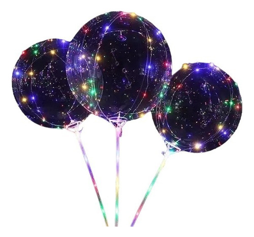 Globo Burbuja Transparente Cristal Led Cotillon 50cm Pack 25