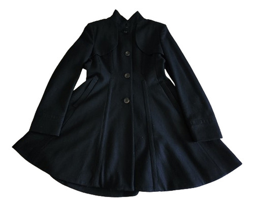 Abrigo Mujer Asos Cuello Subido Skater Mix Lana Negro 42