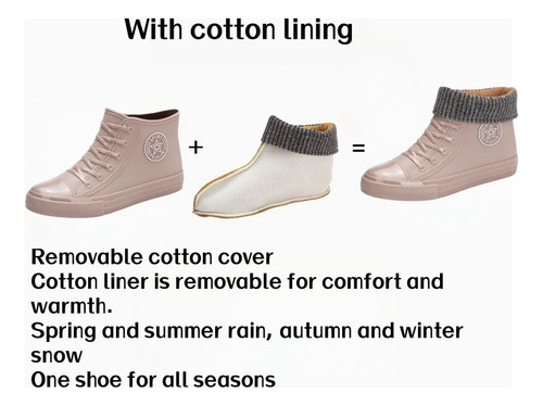 Botas Lluvia Para Mujer Zapatos Forro De Algodón Extraíble