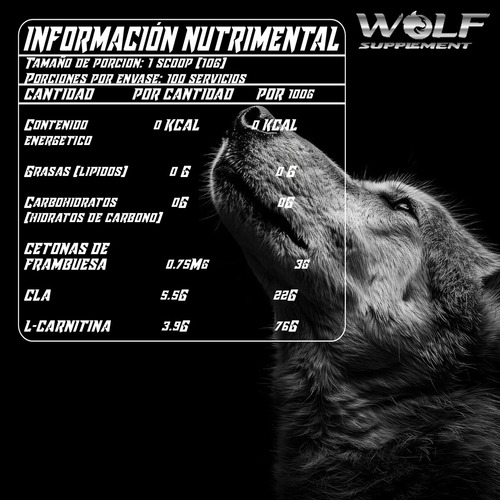 Cla + Carnitina Wolf Suplements 1kg Pre Entreno 100servicios Moras