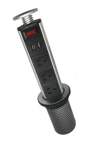 Estacion De Carga Telescopica Torre Embutir 2 Usb 3 Tomas