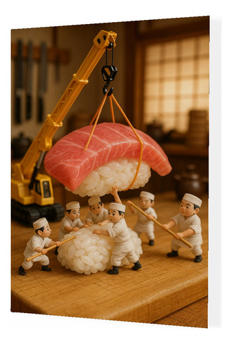 Cuadro Moderno Mural Chefs Miniatura Con Sushi Original Full Hd