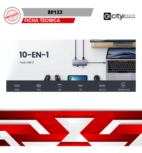 Hub Usb-c Multipuertos A 3 Usb 3.0 Hdmi / Rj45 / 80133