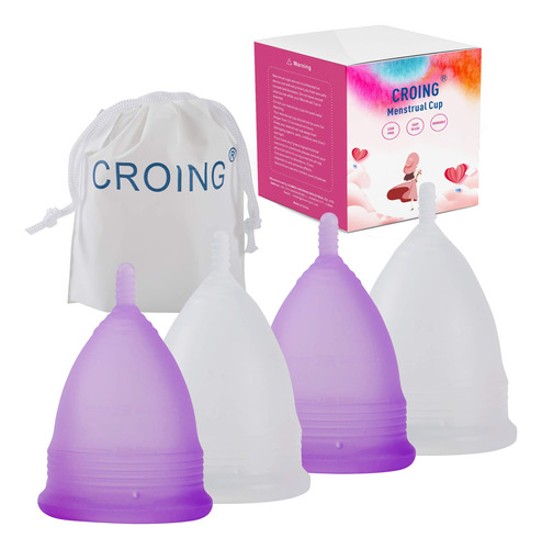 Croing - Juego De 4 Tazas Menstruales Reutilizables, 2 Unida