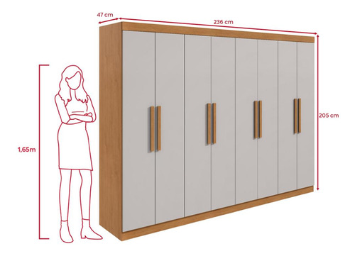 Guarda-roupa Casal Easy Slim 8 Portas Amendoa Clean/off Amêndoa Clean/off White