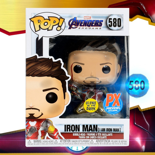 Funko Pop Yo Soy Iron Man 580 Px Marvel Avenger Endgame Glow