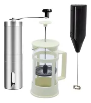 Comprar Molinillo Grano Café + Jarra Cafetera Embolo 600ml + Batidor