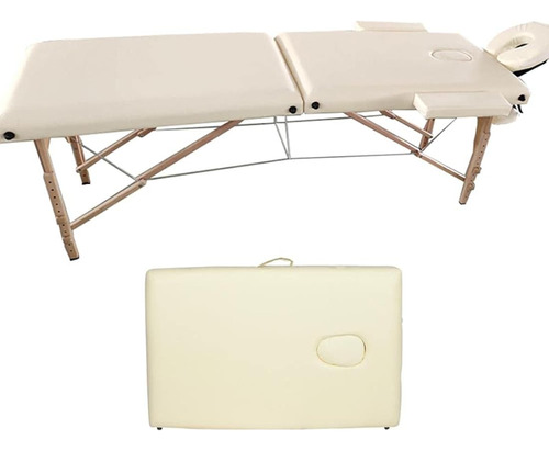 Cama De Masaje Portátil Plegable 84 Pulgadas Con Asa Beige