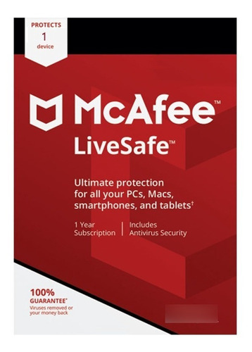 Mcafee Livesafe 1 , 2 O 3 Años Dispositivos Pc Ilimitados/