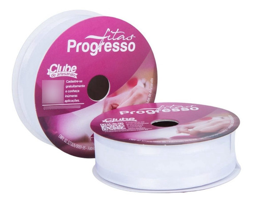 Fita De Voal Com Cetim Progresso 22mm 10 Metros Zc005 Cor 201 BRANCO