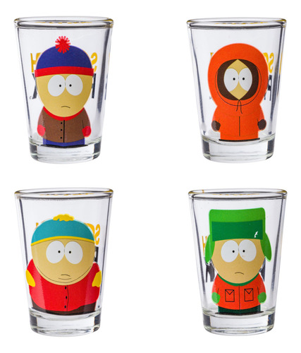 Juego De 4 Mini Vasos 1.5 Onzas Silver Buffalo South Park Pe