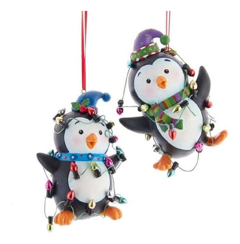 Adornos De Pinguinos Con Luces De Navidad, 2 Surtidos