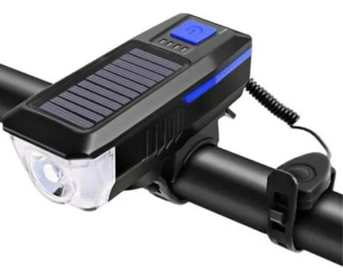 Luz Led Delantera Solar Recargable Con Bocina Bicicleta