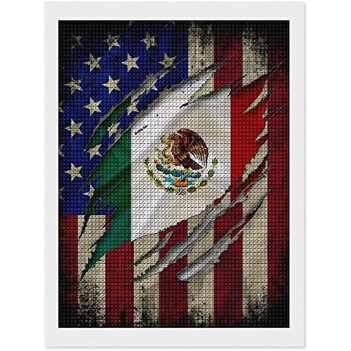 Kits De Pintura De Diamantes Bandera Mexicana Americana...