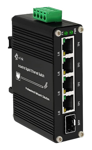Mini Interruptor Industrial 4 Puerto Gigabit Ethernet 10 100