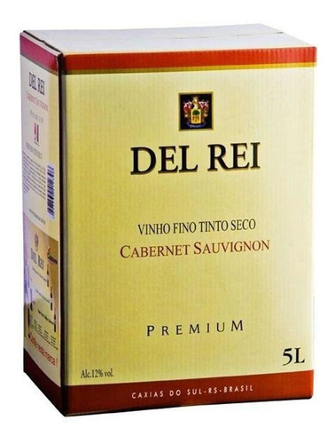 Vinho Del Rei Fino Tinto Seco Cabernet Sauvignon 5l