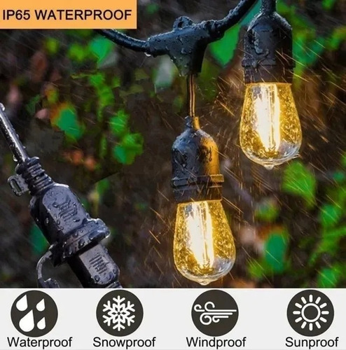 Imagen 5 de 6 de Luces Guirnalda Solar 10 Led Ampolleta Calida Calido 5 Mtrs